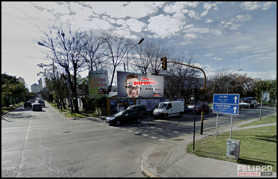 Cartel publicitario en Avellaneda, con orientación hacia La Costa.