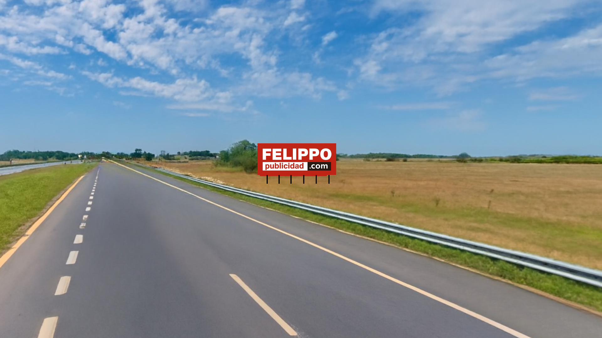 Cartel de ruta en Ruta 2, KM 93, con orientación hacia CABA.