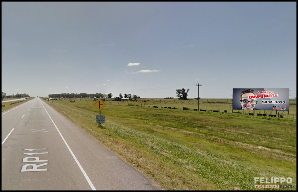 Cartel de ruta en Ruta 11, KM 245, con orientación hacia CABA.