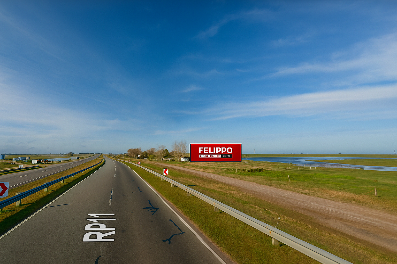 Cartel de ruta en Ruta 11, km 245, con orientación hacia La Costa.