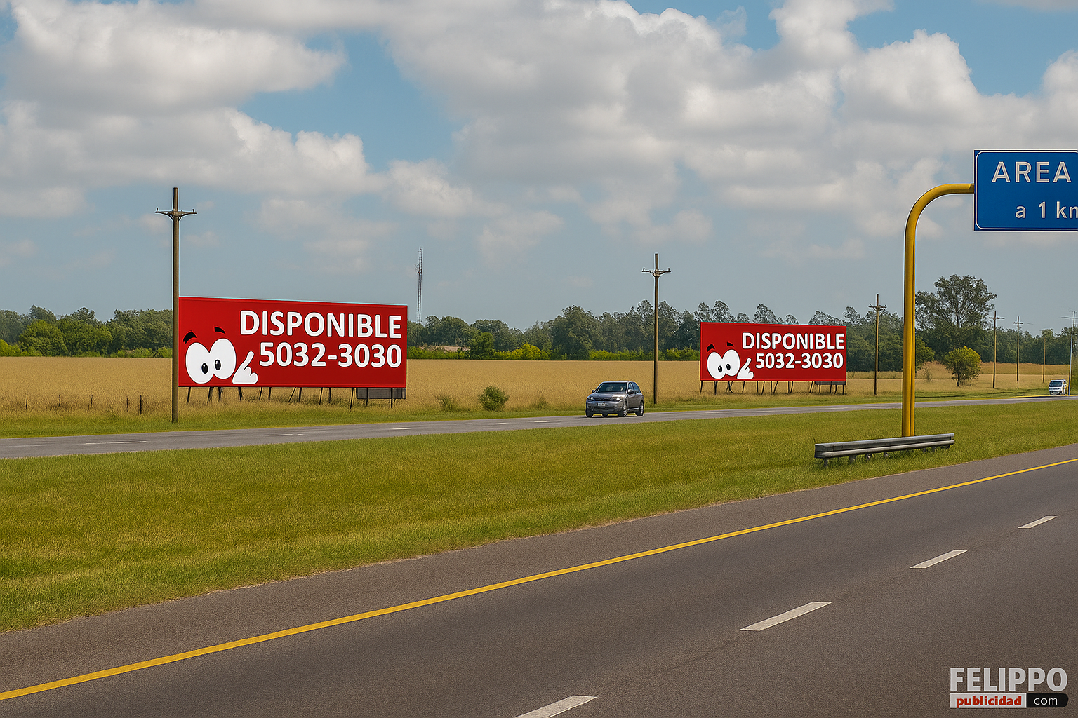 Cartel de ruta en Ruta 2, km 120, con orientación hacia CABA.