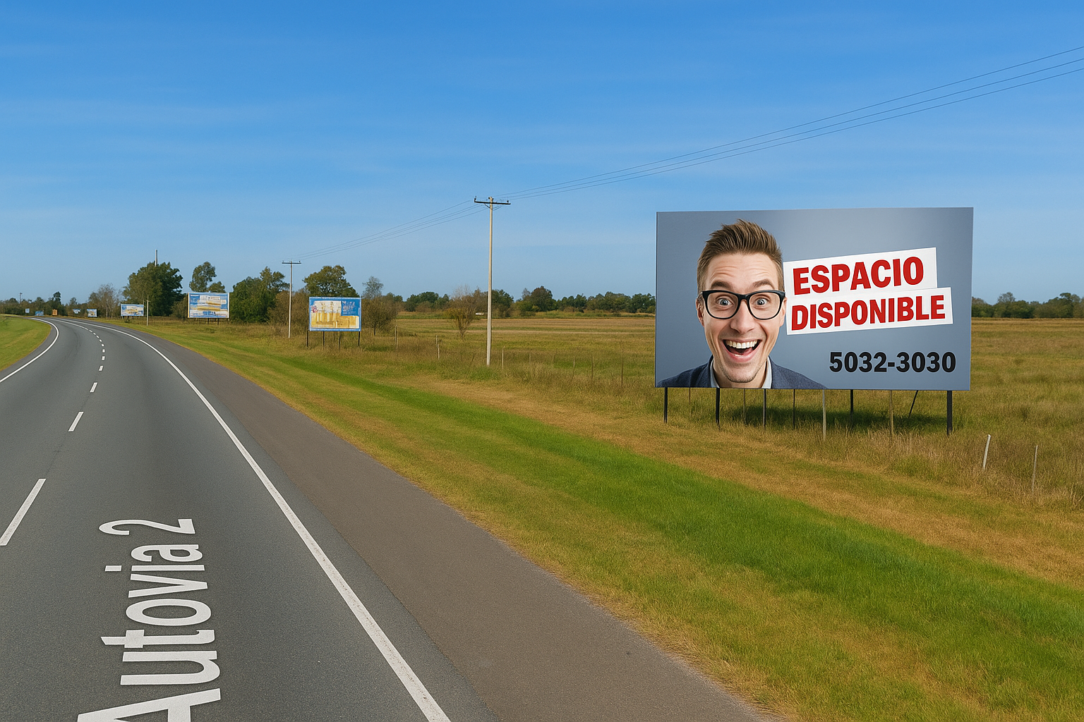 Cartel de ruta en Ruta 2, km 154, con orientación hacia La Costa.