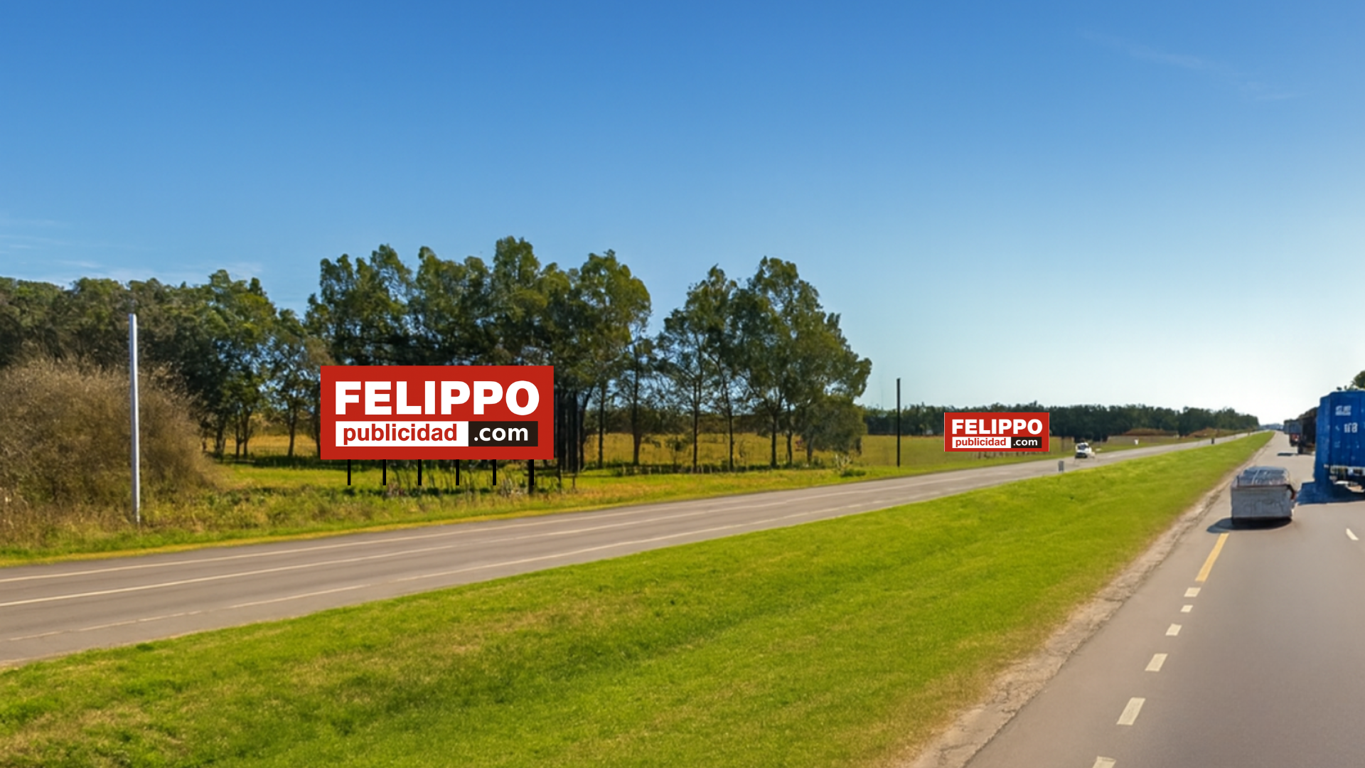 Cartel de ruta en Ruta 2, KM 73, con orientación hacia CABA.