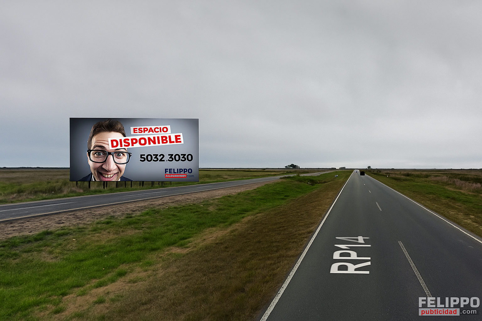Cartel de ruta en Ruta 74, KM 8, con orientación hacia La Costa.