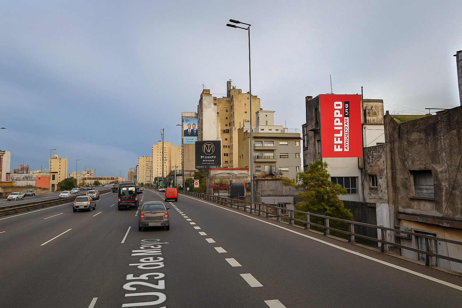 Medianera publicitaria en CABA, con orientación hacia CABA.