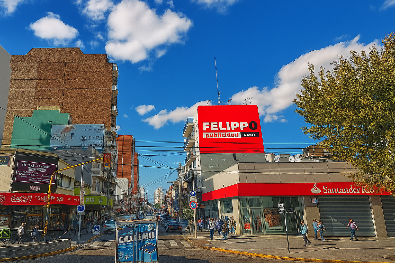 Medianera publicitaria en Avellaneda, con orientación hacia Centro comercial.