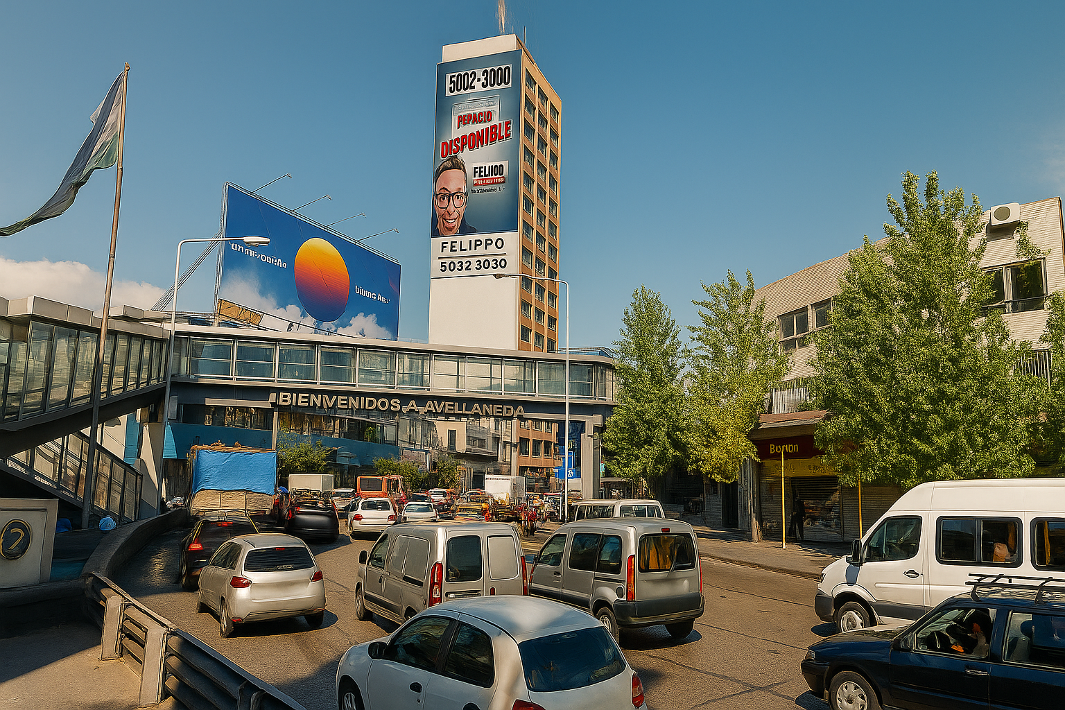 Medianera publicitaria en Avellaneda, con orientación hacia Zona Sur.
