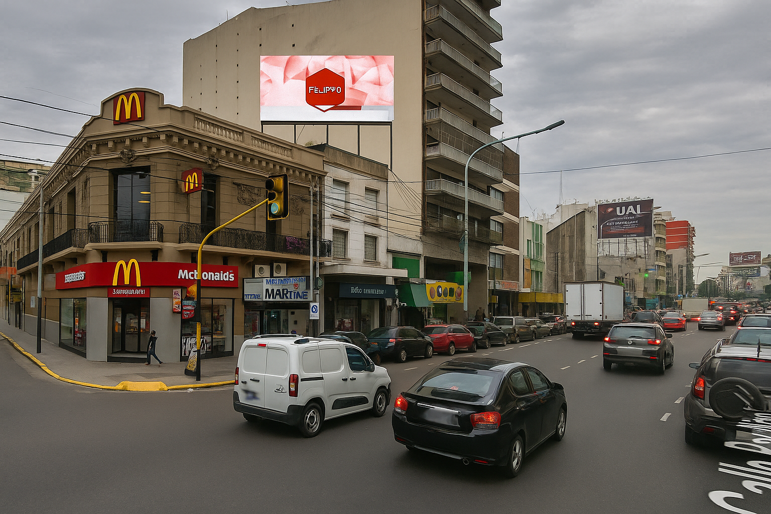 Pantalla LED en Avellaneda, con orientación hacia CABA.